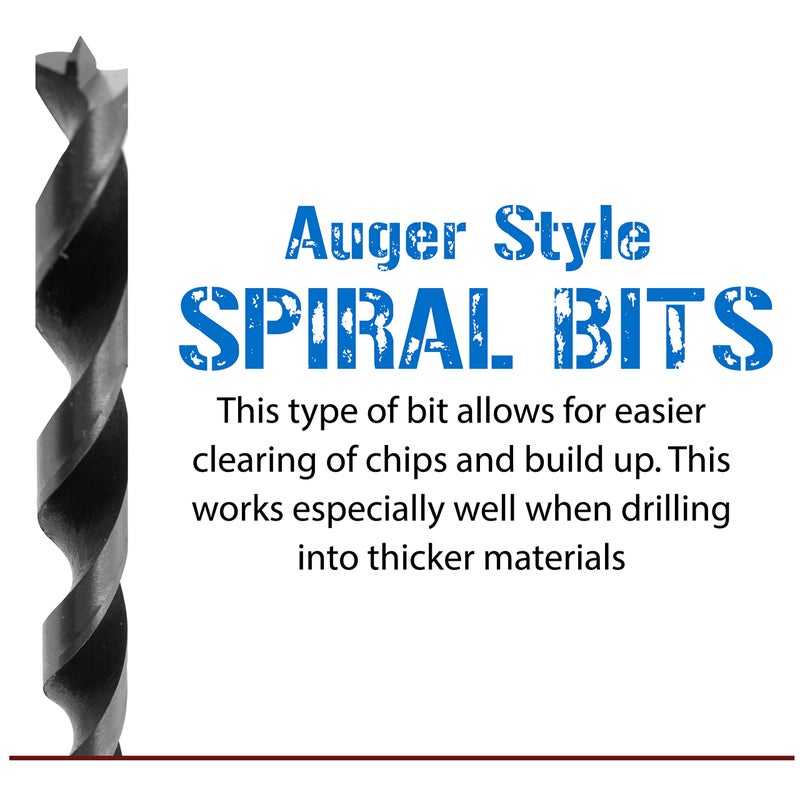 فولتون مجموعة لقم مثقاب براد بوينت بطول إضافي 12 بوصة من فولتون، 7 لقم ثقب (1/8 بوصة - 1/2 بوصة)، مثالية للخشب، والبولي فينيل كلوريد، والراتنج، والمركب، والMDF والجدران الجافة (الصخور الورقية) - Image 5